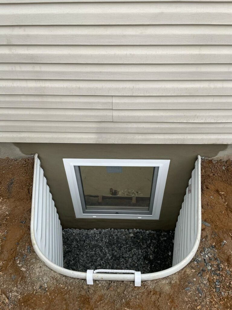 Tilt & Turn Egress Window Installation in Cliffwood, NJ with White 18-Gauge Steel Window Well